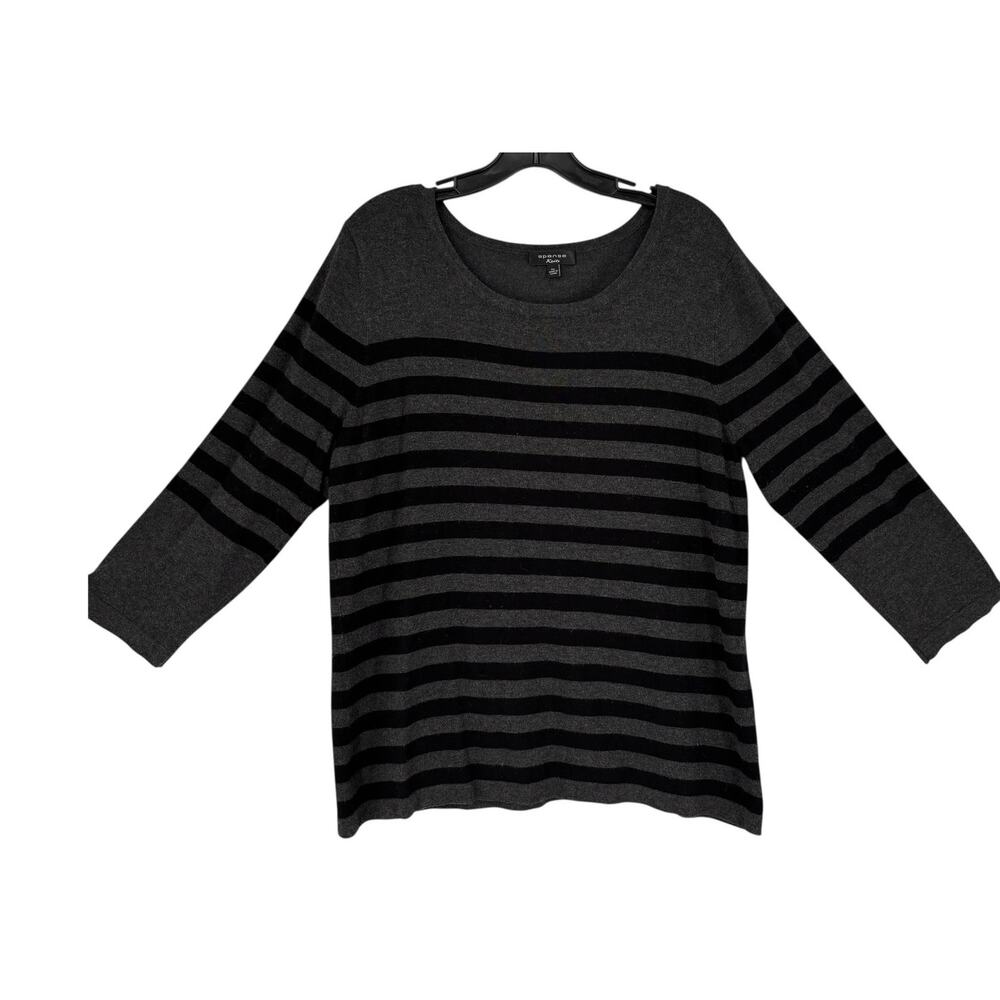 Spense Knits Nautical Stripe Sweater Gray Black Soft‎ Cozy XL
